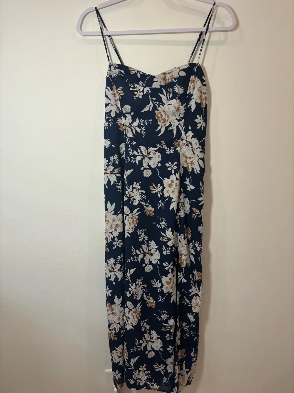 NEW Abercrombie & Fitch Floral Mila Midi Navy Dress size small tall